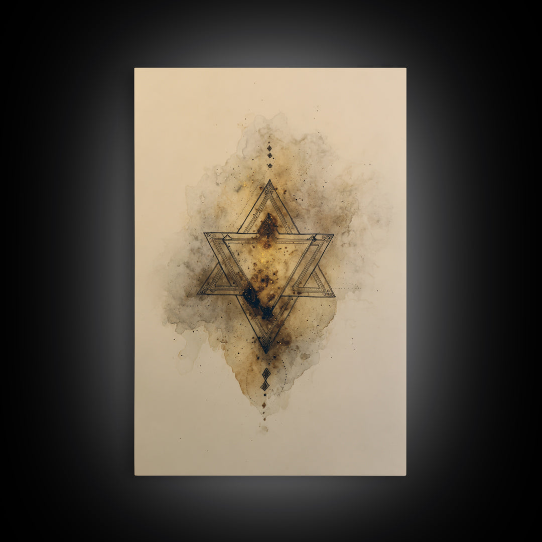 Triangle Mountain Landscape Framed Canvas Print, Sacred Geometry Art, Wall Art, Living Room Decor, Oil Painting, Geometry, SGA-2x3-1
