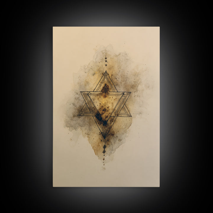 Triangle Mountain Landscape Framed Canvas Print, Sacred Geometry Art, Wall Art, Living Room Decor, Oil Painting, Geometry, SGA-2x3-1