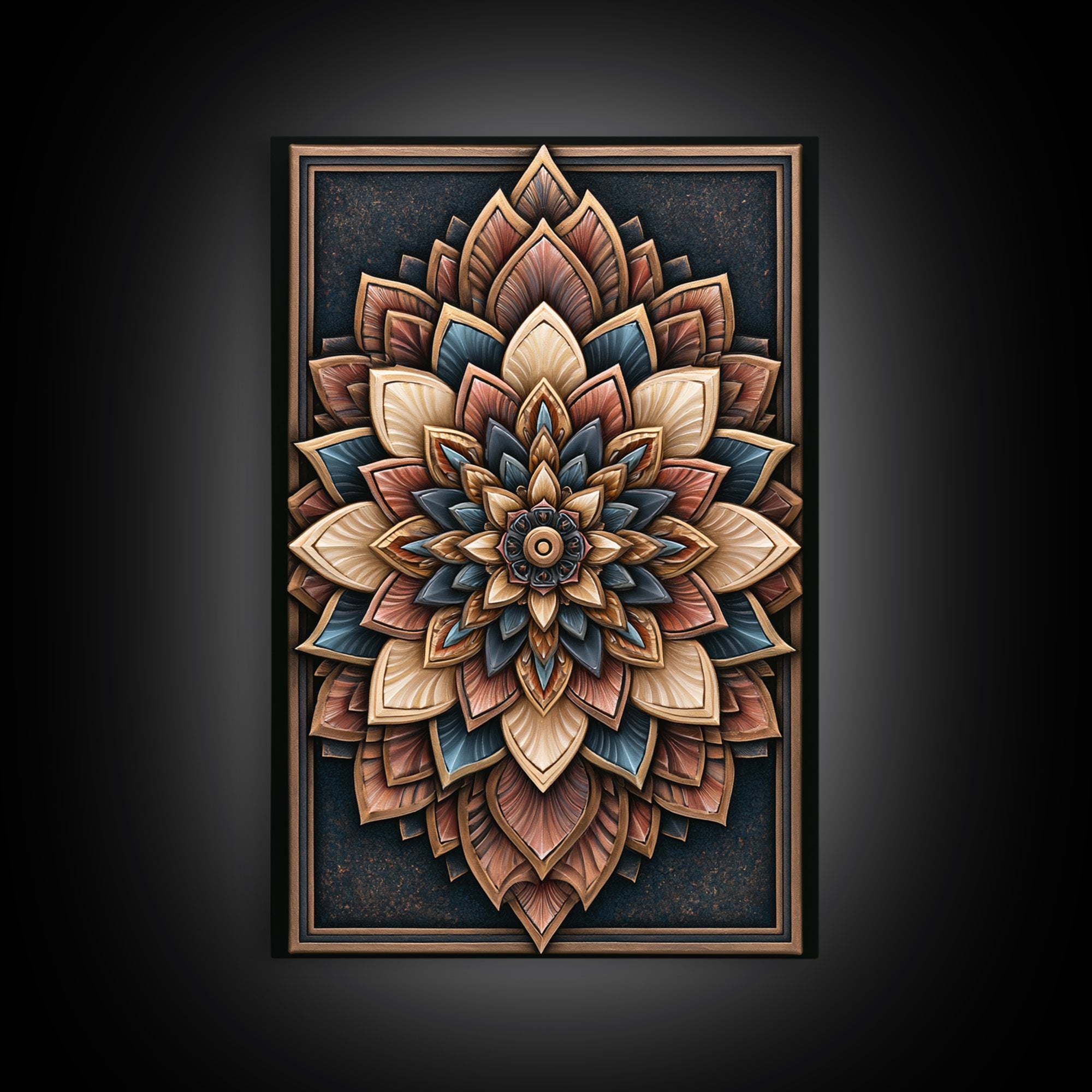 Mandala Lotus with Precise Radial Symmetry Canvas Print, Sacred Geometry Art, Luxury Decor, Living Room Decor, Geometry, SGA-2x3-10