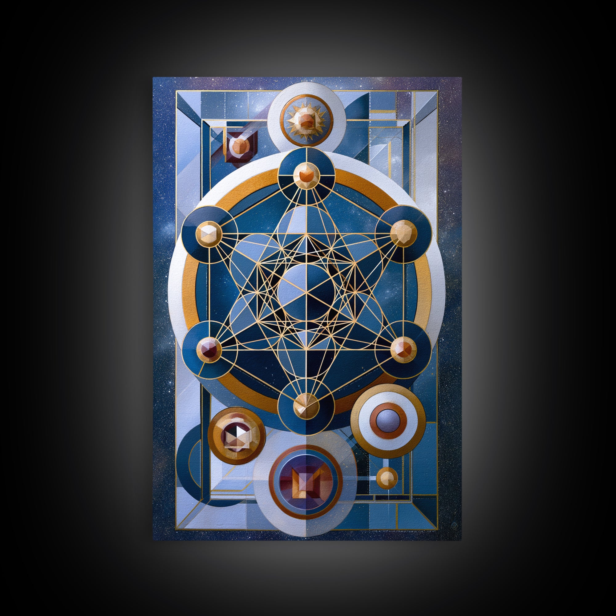 Metatron Cube with Celestial Background Canvas Print, Sacred Geometry Art, Decorations, Living Room Decor, Abstract Art, SGA-2x3-11