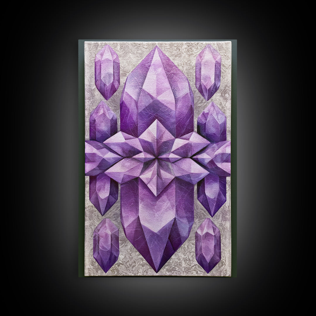 Crystal Grid Pattern Framed Canvas Print, Sacred Geometry Art, Digital Art, Living Room Decor, Geometry, Minimalist Wall Art, SGA-2x3-13