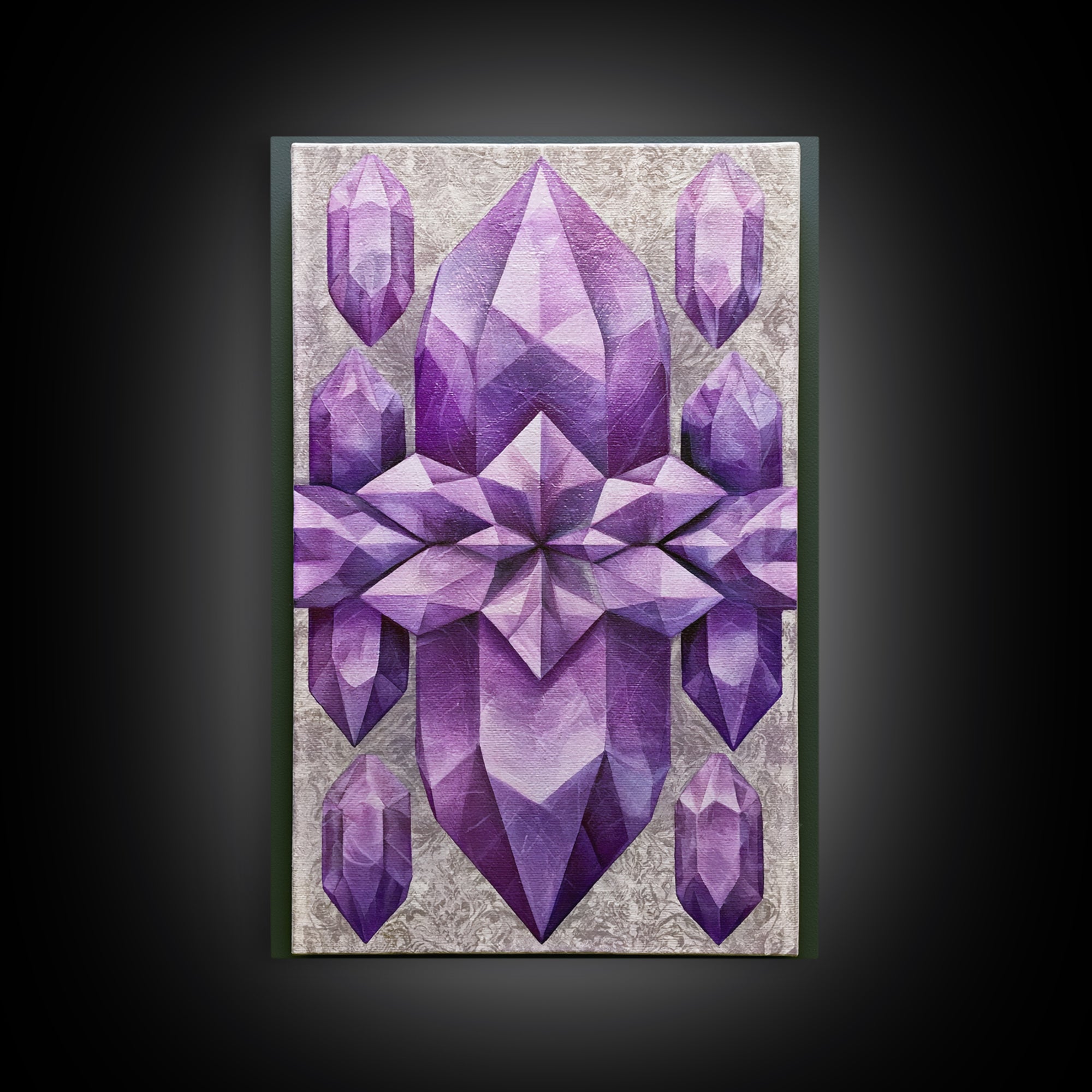 Crystal Grid Pattern Framed Canvas Print, Sacred Geometry Art, Digital Art, Living Room Decor, Geometry, Minimalist Wall Art, SGA-2x3-13
