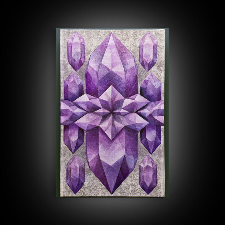 Crystal Grid Pattern Framed Canvas Print, Sacred Geometry Art, Digital Art, Living Room Decor, Geometry, Minimalist Wall Art, SGA-2x3-13