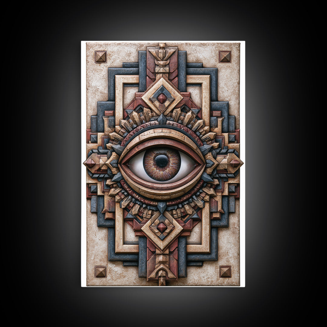 Cosmic Eye Inside Geometric Frame Framed Canvas Print, Sacred Geometry Art, Zen Home Decor, Living Room Decor, Abstract Art, SGA-2x3-3