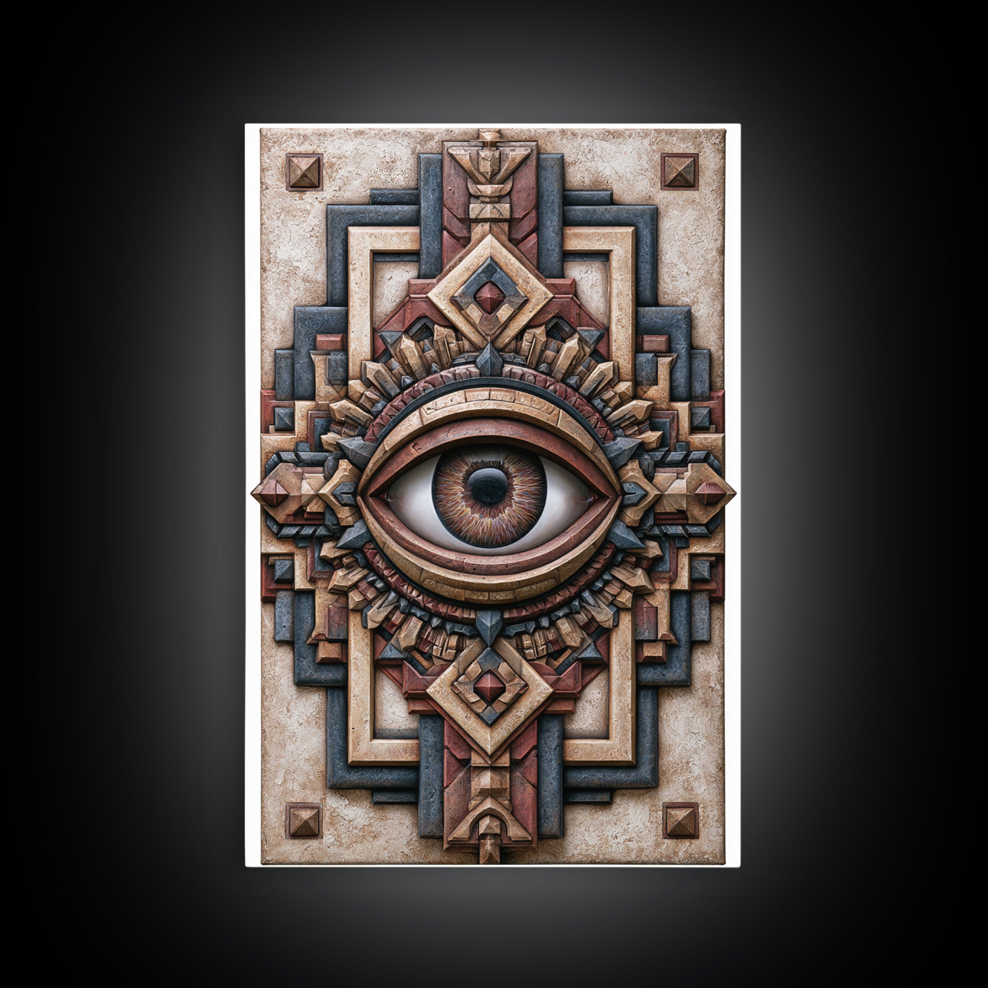Cosmic Eye Inside Geometric Frame Framed Canvas Print, Sacred Geometry Art, Zen Home Decor, Living Room Decor, Abstract Art, SGA-2x3-3