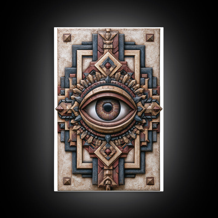 Cosmic Eye Inside Geometric Frame Framed Canvas Print, Sacred Geometry Art, Zen Home Decor, Living Room Decor, Abstract Art, SGA-2x3-3