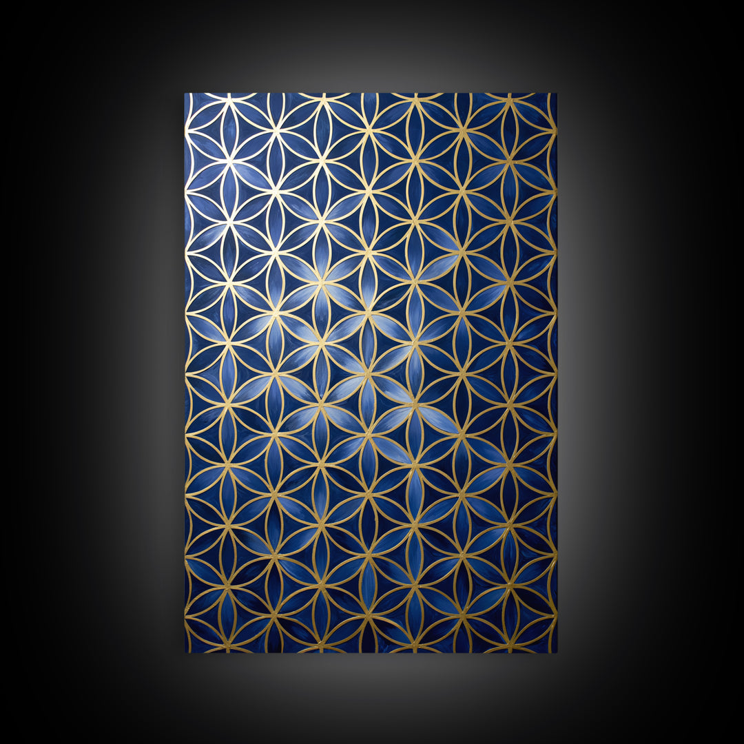 Flower of Life Pattern Framed Canvas Print, Sacred Geometry Art, Large Wall Art, Living Room Decor, Fine Art, Geometry, SGA-2x3-33