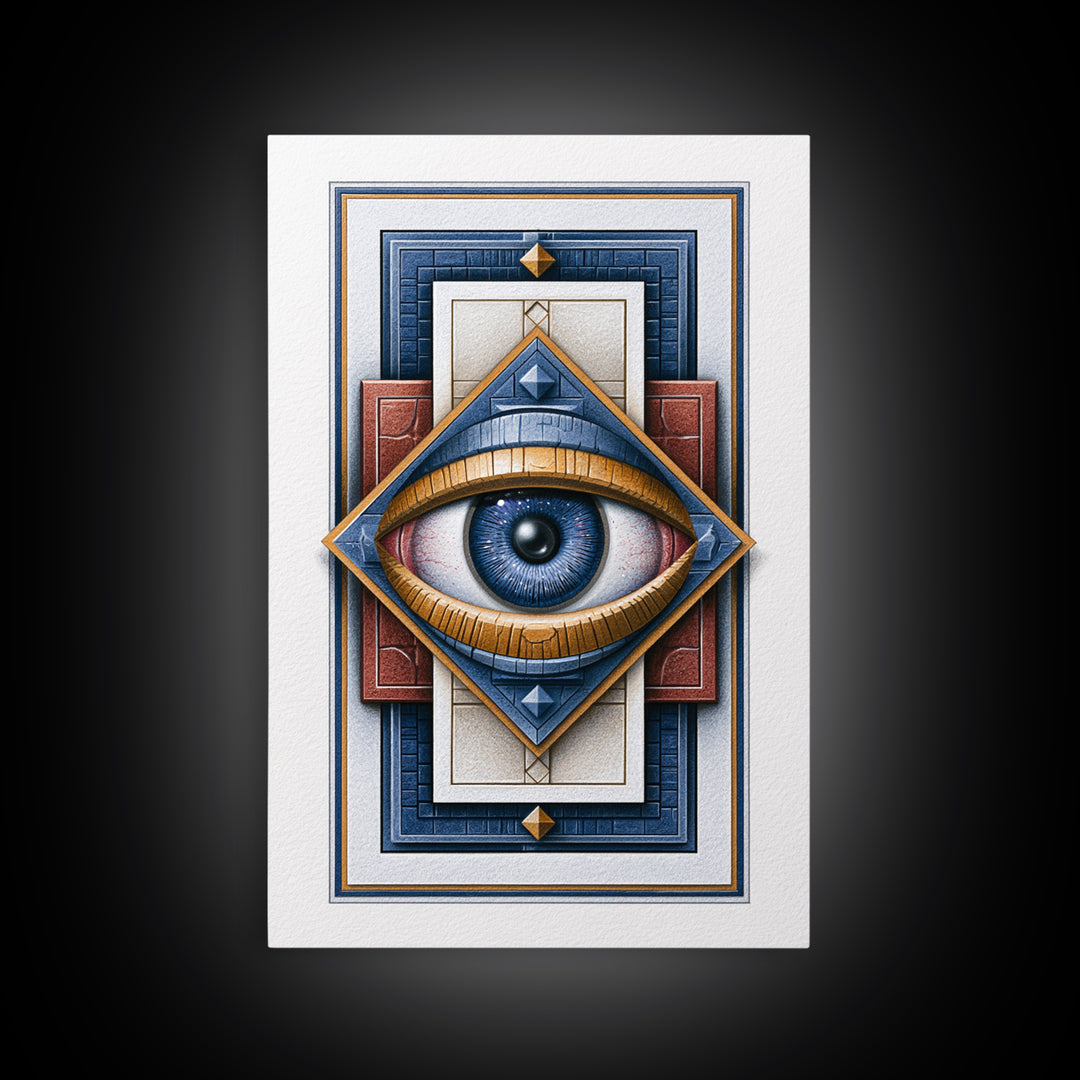 Cosmic Eye Inside Geometric Frame Framed Canvas Print, Sacred Geometry Art, Room Decor, Living Room Decor, Fine Art, Geometry, SGA-2x3-51