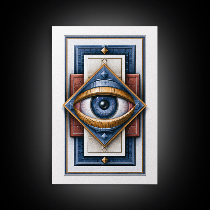 Cosmic Eye Inside Geometric Frame Framed Canvas Print, Sacred Geometry Art, Room Decor, Living Room Decor, Fine Art, Geometry, SGA-2x3-51