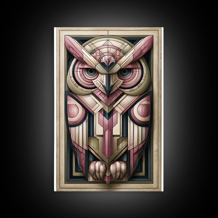 Sacred Owl Formed from Symmetrical Linework Canvas Print, Sacred Geometry Art, Digital Art, Living Room Decor, Geometry, SGA-2x3-74