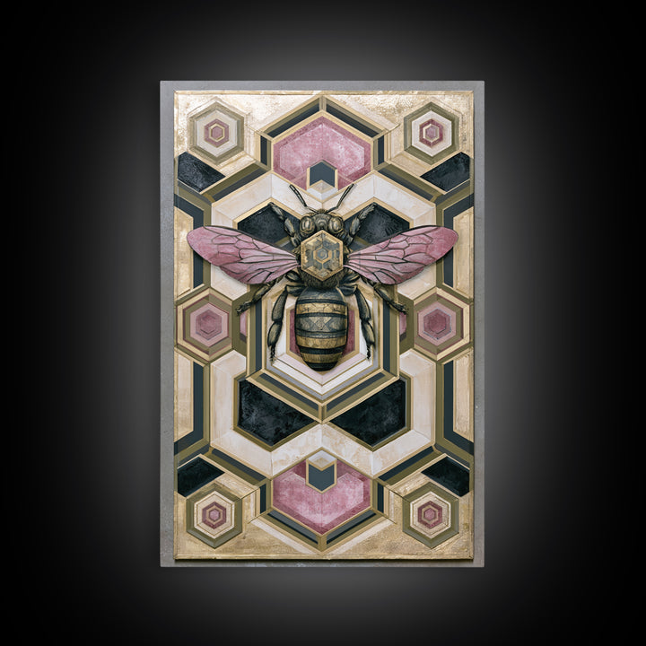 Hexagon Honeycomb Pattern Canvas Print, Sacred Geometry Art, Wall Hanging, Living Room Decor, Fine Art, Geometry, Wabi Sabi Art, SGA-2x3-96
