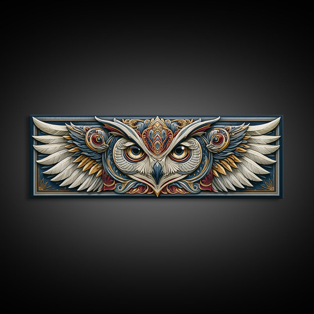Sacred Owl Formed from Symmetrical Linework Canvas Print, Sacred Geometry Art, Wall Decor, Living Room Decor, Geometry, SGA-3x1-10