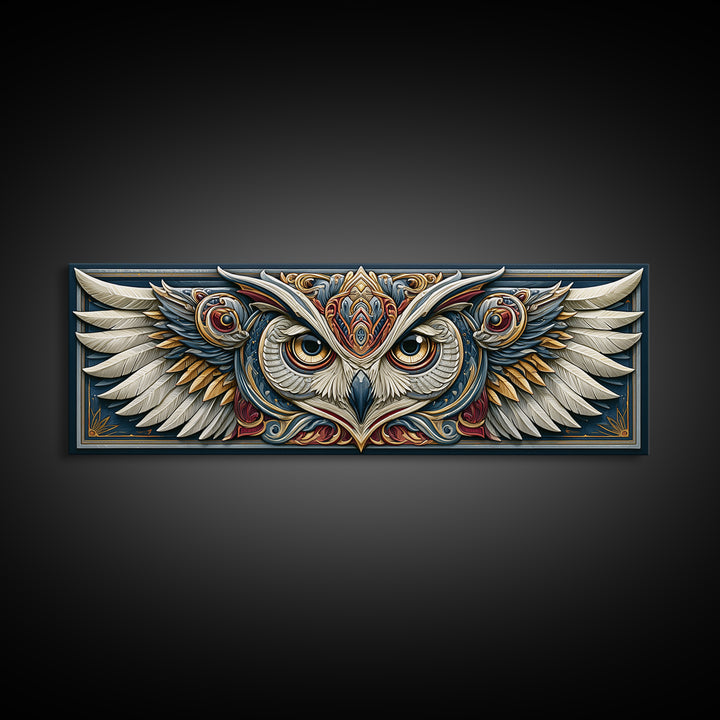 Sacred Owl Formed from Symmetrical Linework Canvas Print, Sacred Geometry Art, Wall Decor, Living Room Decor, Geometry, SGA-3x1-10