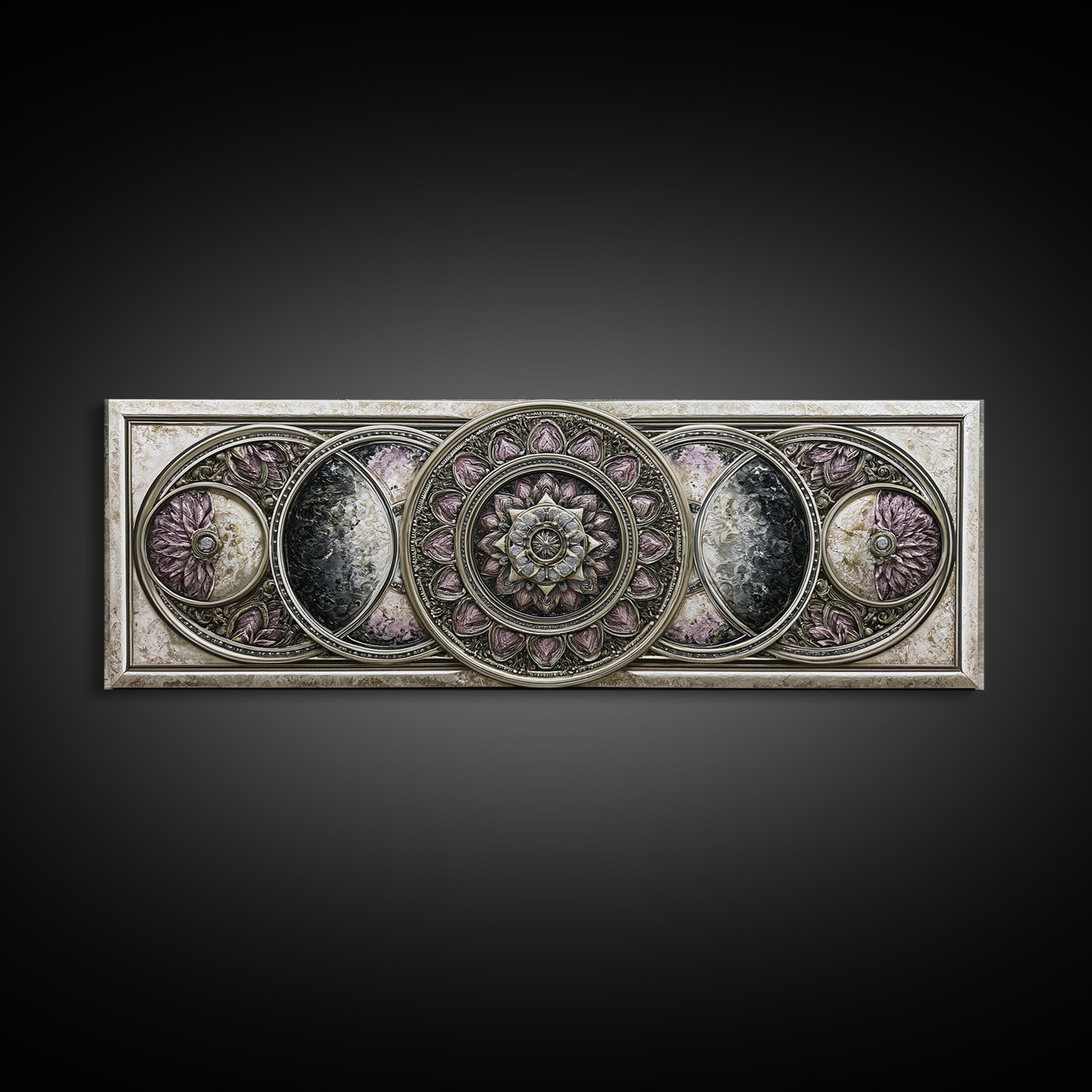Moon Phase Mandala Canvas Print, Sacred Geometry Art, Wall Art, Living Room Decor, Fine Art, Geometry, Wall Art Print, SGA-3x1-30