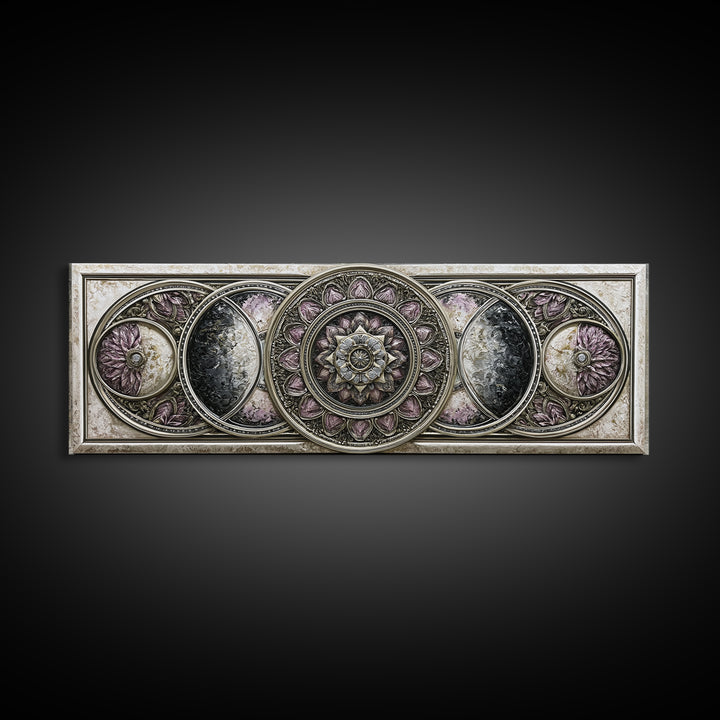 Moon Phase Mandala Canvas Print, Sacred Geometry Art, Wall Art, Living Room Decor, Fine Art, Geometry, Wall Art Print, SGA-3x1-30