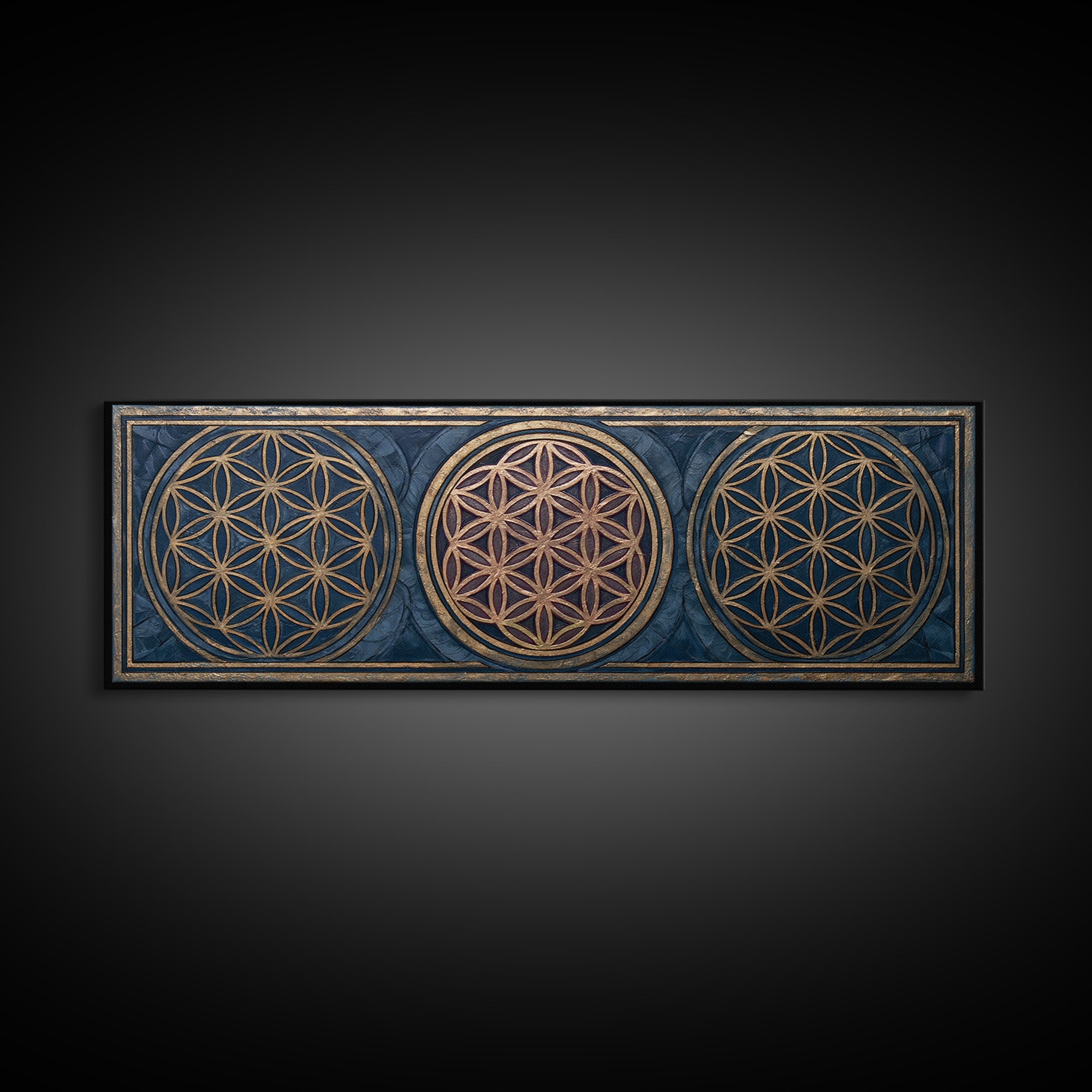 Flower of Life Pattern Canvas Print, Sacred Geometry Art, Mandala Wall Art, Living Room Decor, Geometry, Statement Artwork, SGA-3x1-41
