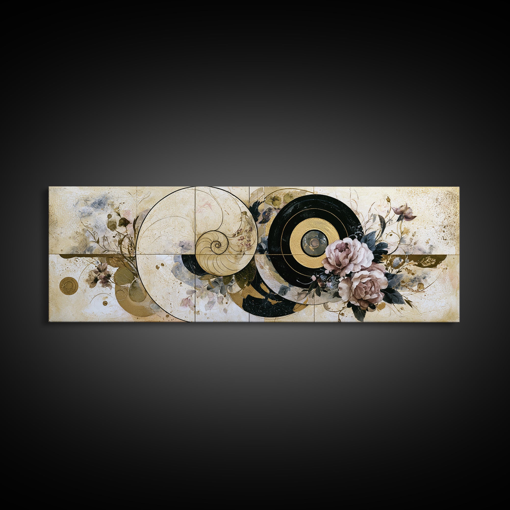 Golden Ratio Spiral Canvas Print, Sacred Geometry Art, Minimalist Wall Art, Living Room Decor, Geometry, Zen Home Decor, SGA-3x1-46