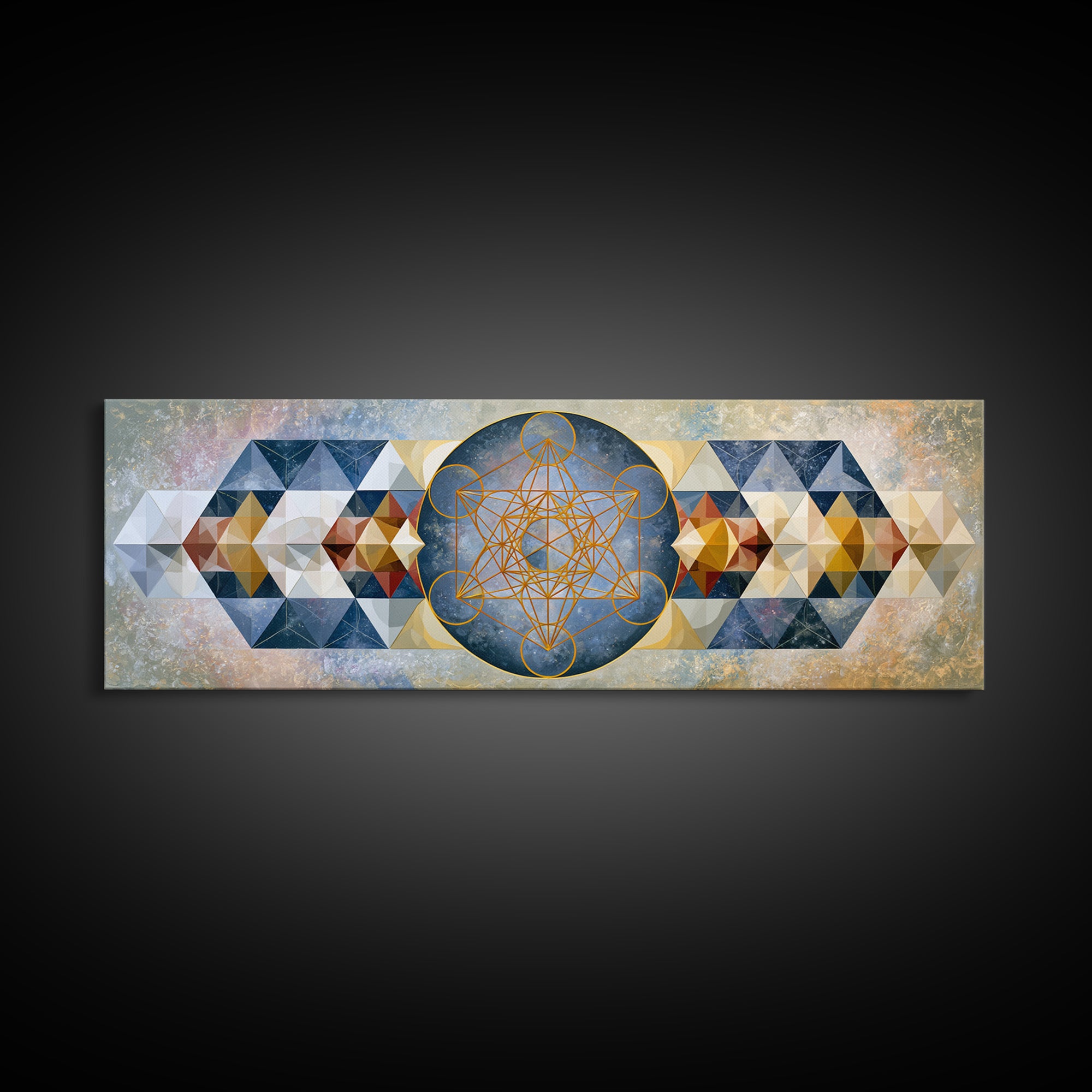 Metatron Cube with Celestial Background Canvas Print, Sacred Geometry Art, Large Wall Art, Living Room Decor, Geometry, SGA-3x1-67