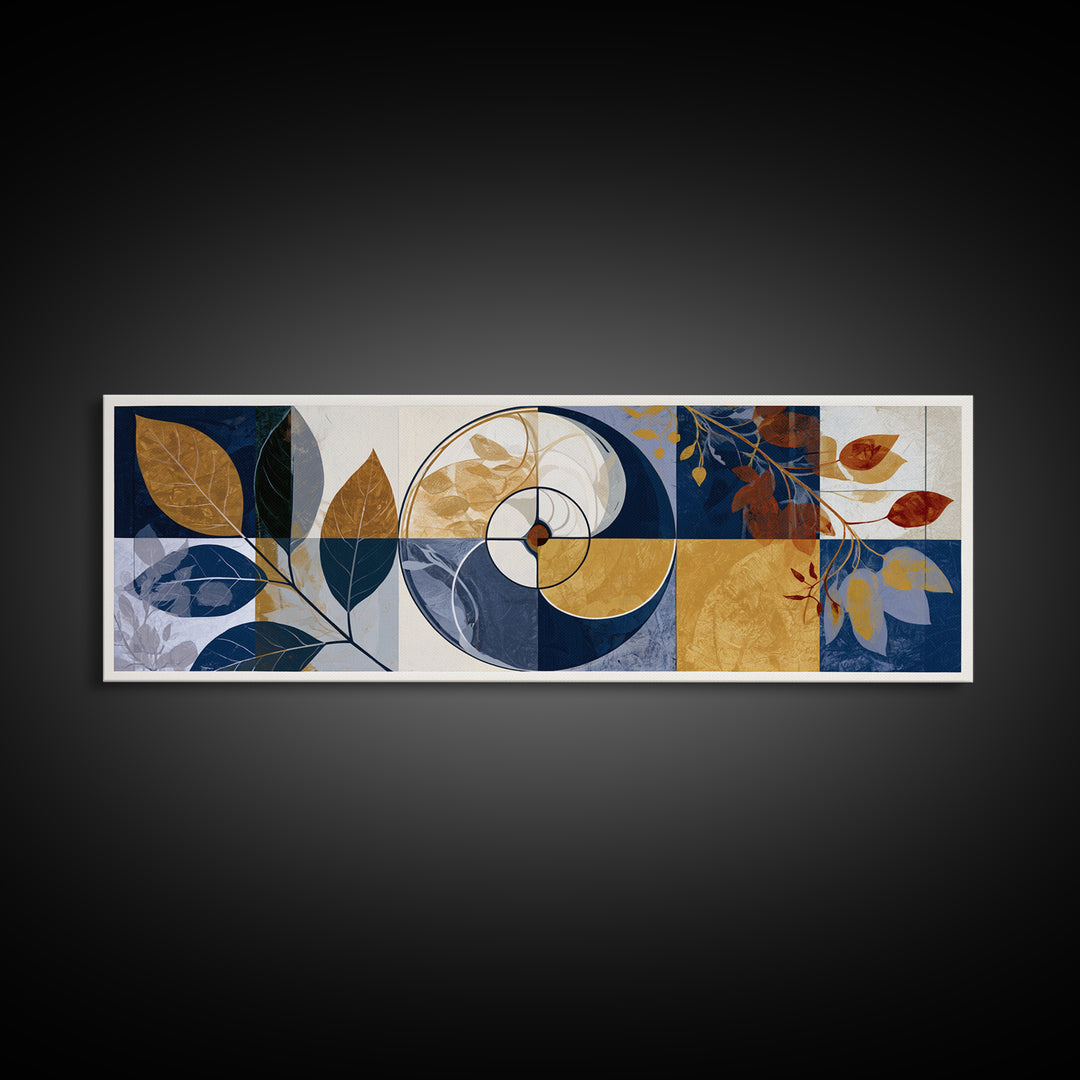Golden Ratio Spiral Canvas Print, Sacred Geometry Art, Art Print, Living Room Decor, Watercolor Art, Geometry, Digital Wall Art, SGA-3x1-70