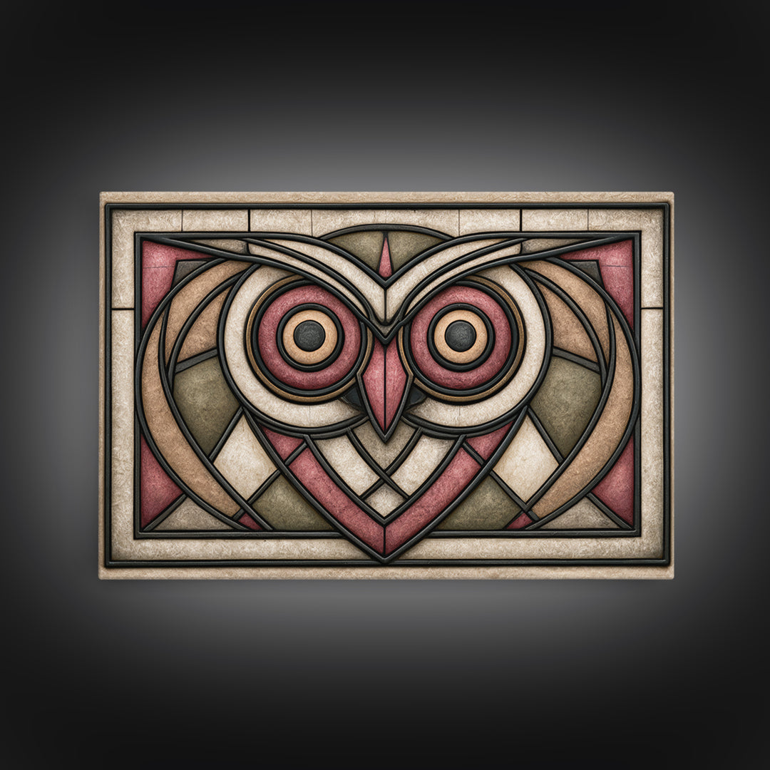 Sacred Owl Formed from Symmetrical Linework Canvas Print, Sacred Geometry Art, Boho Decor, Living Room Decor, Geometry, SGA-3x2-46