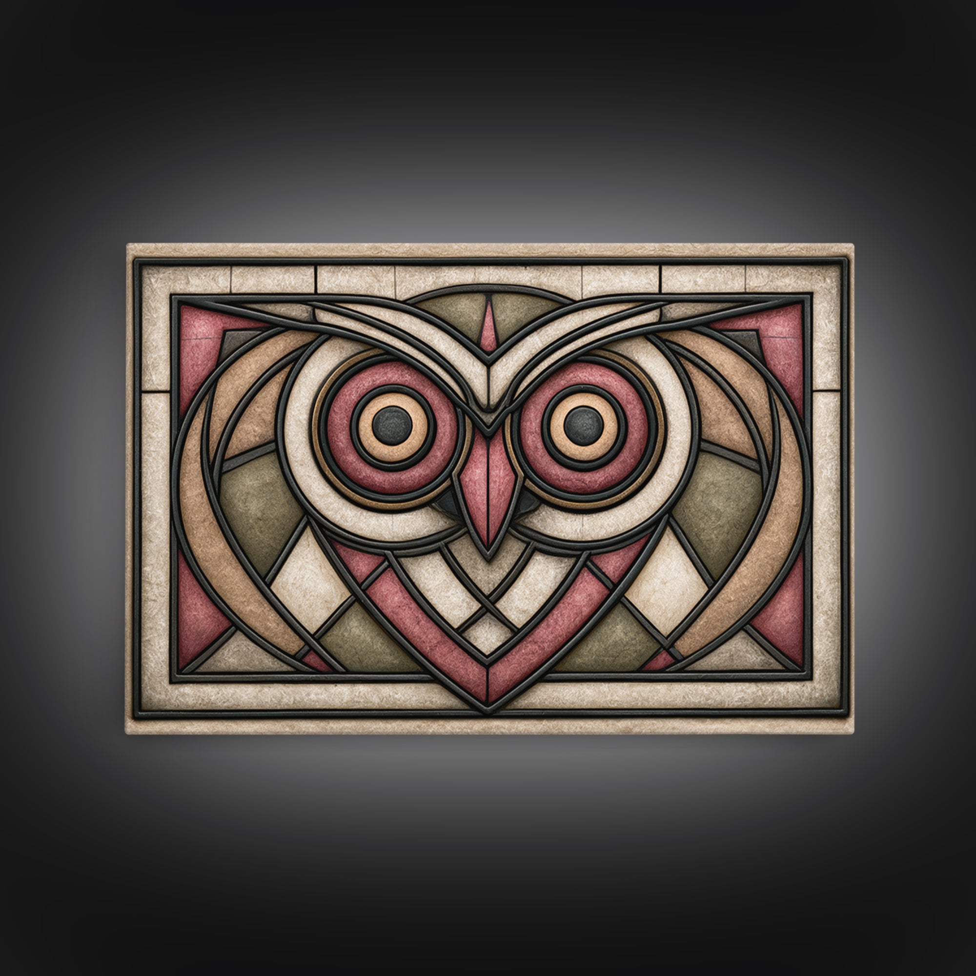 Sacred Owl Formed from Symmetrical Linework Canvas Print, Sacred Geometry Art, Boho Decor, Living Room Decor, Geometry, SGA-3x2-46