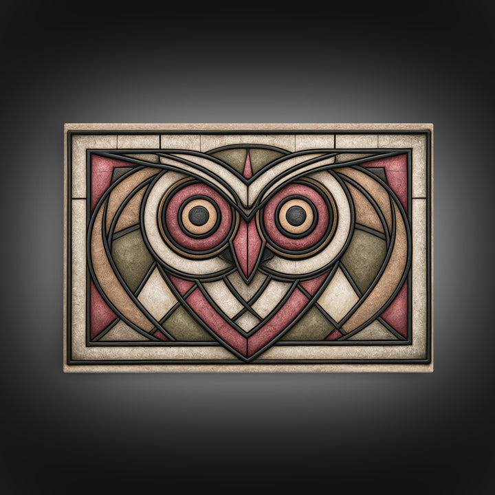 Sacred Owl Formed from Symmetrical Linework Canvas Print, Sacred Geometry Art, Boho Decor, Living Room Decor, Geometry, SGA-3x2-46