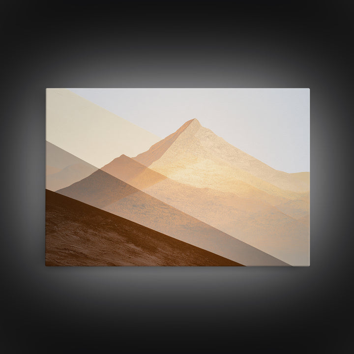 Triangle Mountain Landscape Framed Canvas Print, Sacred Geometry Art, Mandala Wall Art, Living Room Decor, Fine Art, Geometry, SGA-3x2-69