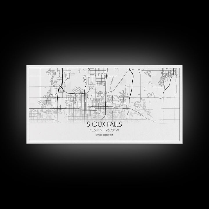 Sioux Falls City Map, South Dakota Art, Map Print, Modern Wall Art, Wall Art, Canvas Art, Large Wall Art, Unique Wall Décor, Office Prints
