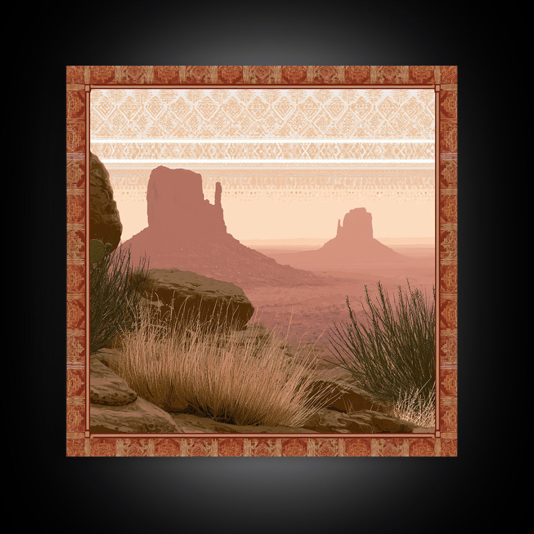Monument Valley Silhouette Canvas Print, Southwestern Art, Native American Art, Southwestern Decor, Mesa, Luxury Decor, SOU-1x1-10