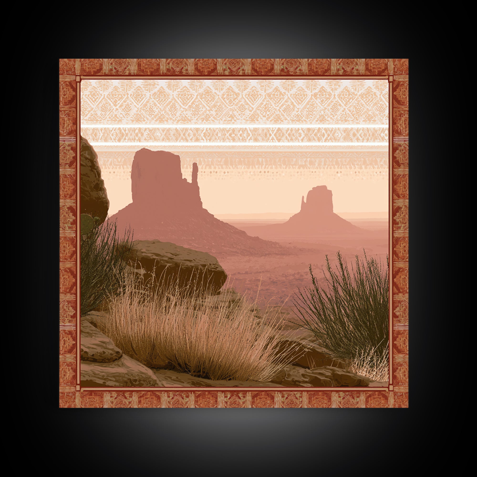 Monument Valley Silhouette Canvas Print, Southwestern Art, Native American Art, Southwestern Decor, Mesa, Luxury Decor, SOU-1x1-10