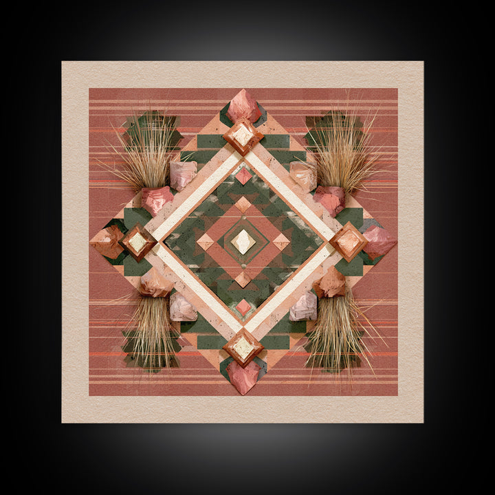Navajo Geometric Pattern Canvas Print, Southwestern Art, Native American Art, Southwestern Decor, Abstract Art, Mesa, SOU-1x1-76
