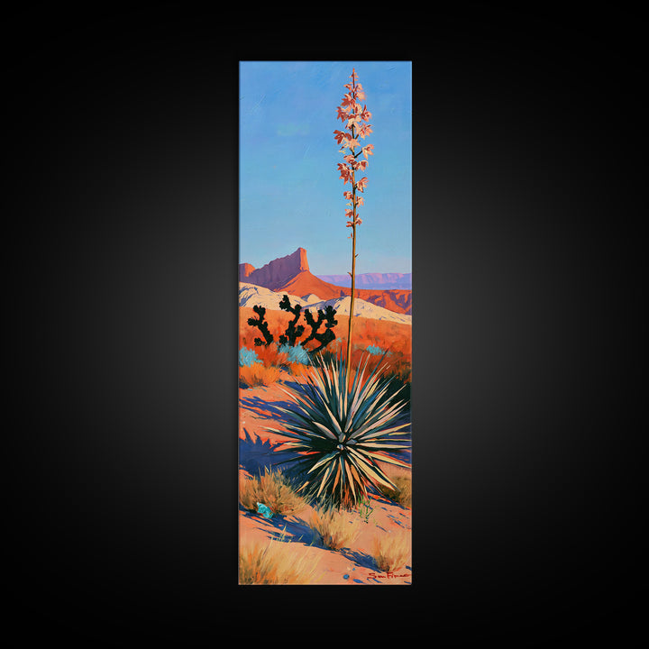 Yucca Blooms Against Clear Blue Sky Canvas Print, Southwestern Art, Western Decor, Southwestern Decor, Fine Art, Mesa, SOU-1x3-56
