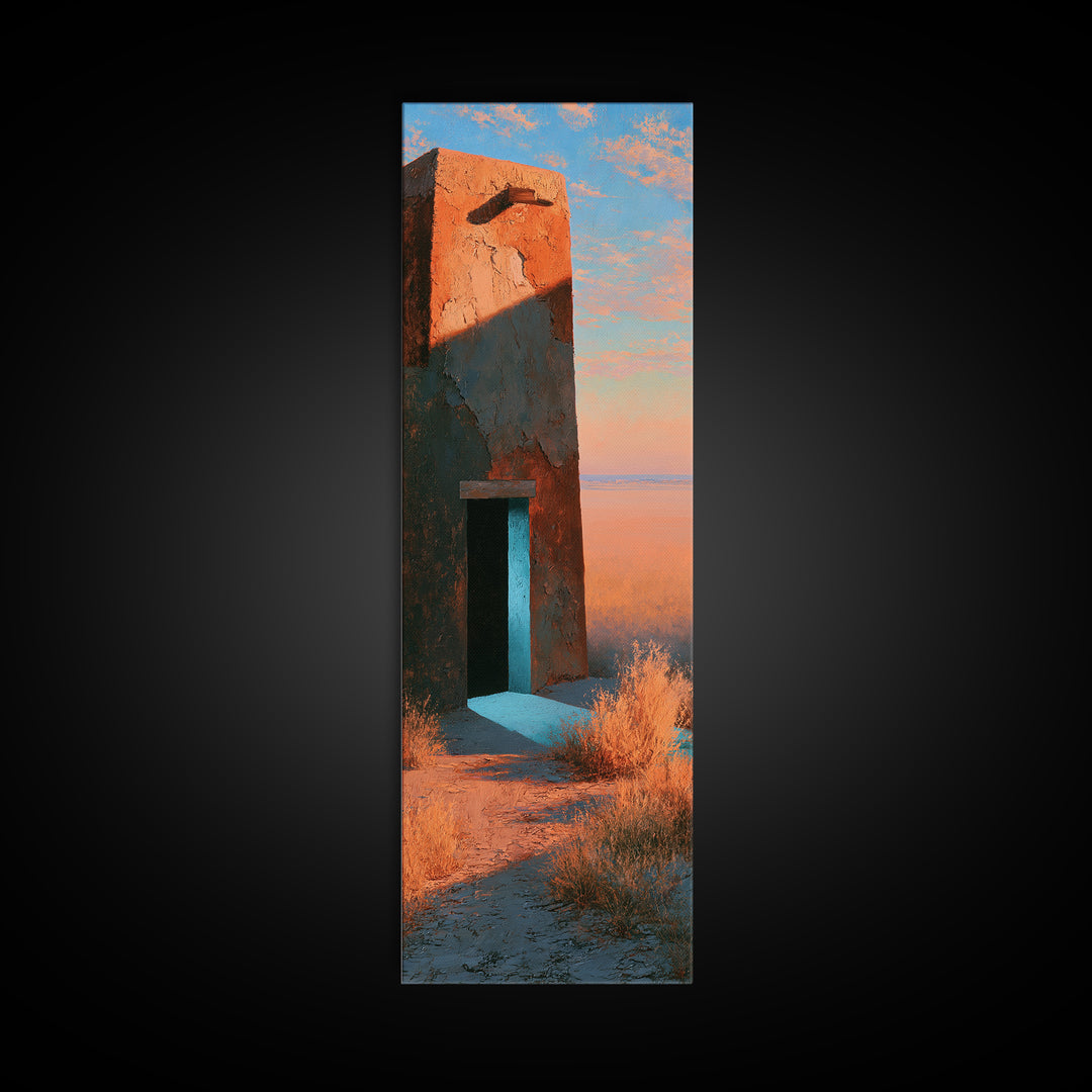 Adobe Doorway with Turquoise Blue Shadow Canvas Print, Southwestern Art, Printable Wall Art, Southwestern Decor, Fine Art, Mesa, SOU-1x3-65