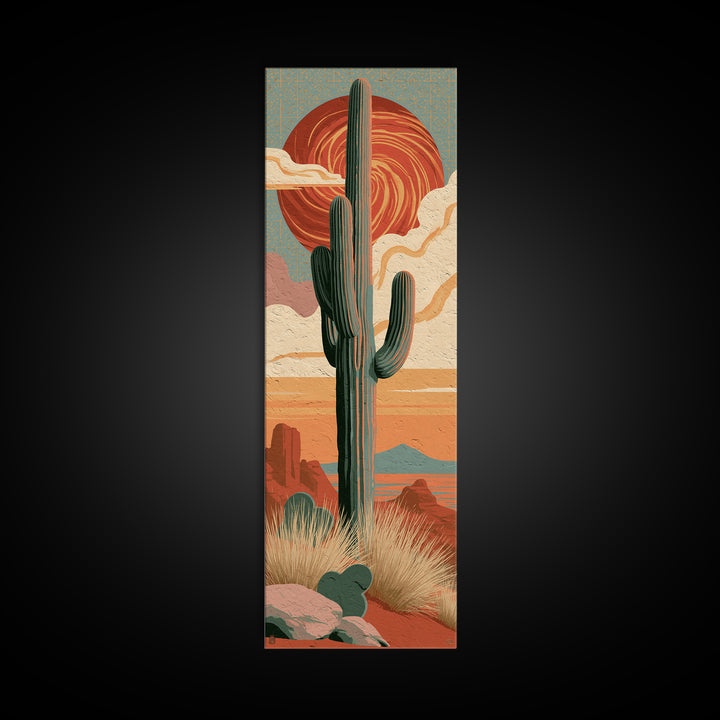 Saguaro Cactus under Enormous Sunset Canvas Print, Southwestern Art, Contemporary Art, Southwestern Decor, Fine Art, Mesa, SOU-1x3-86
