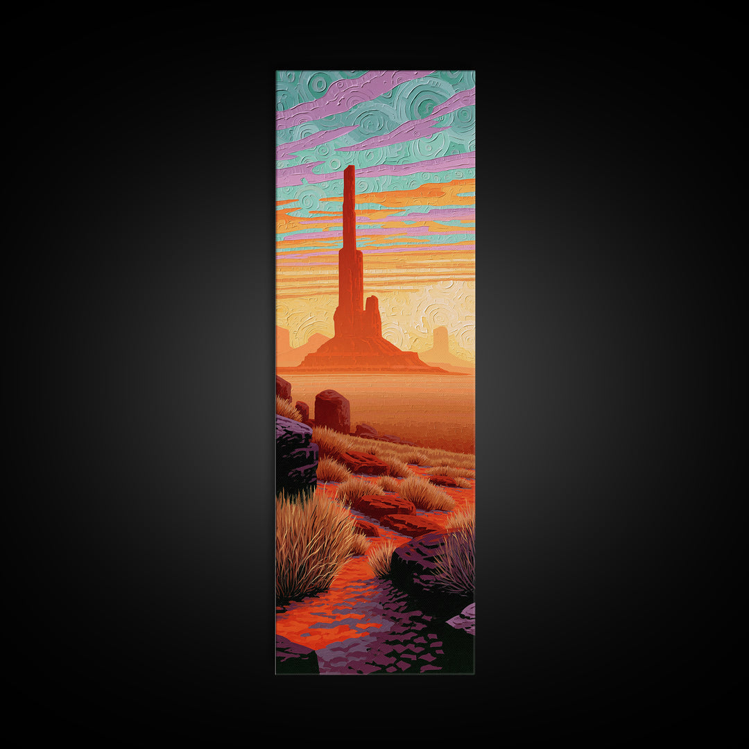 Monument Valley Silhouette Canvas Print, Southwestern Art, Room Decor, Southwestern Decor, Fine Art, Mesa, Digital Wall Art, SOU-1x3-94