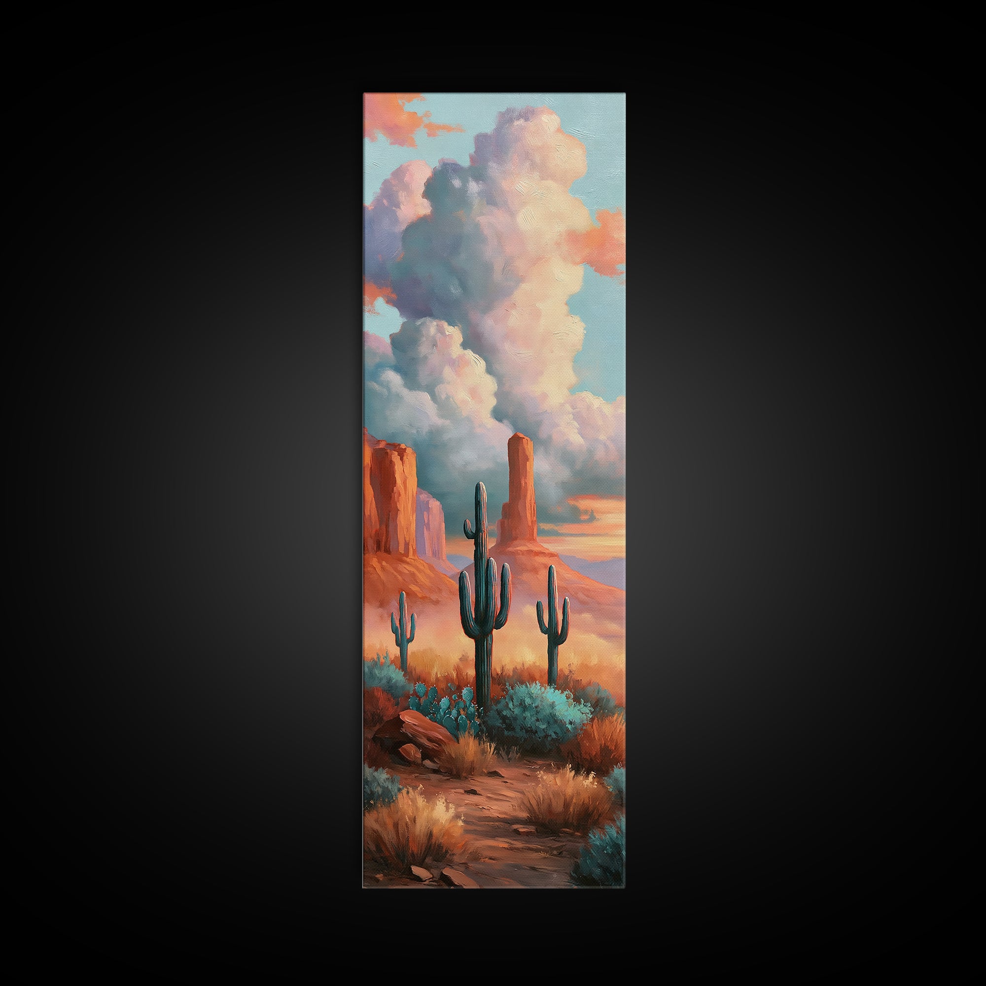 Desert Storm Clouds Framed Canvas Print, Southwestern Art, Western Home Decor, Southwestern Decor, Fine Art, Mesa, Room Decor, SOU-1x3-96