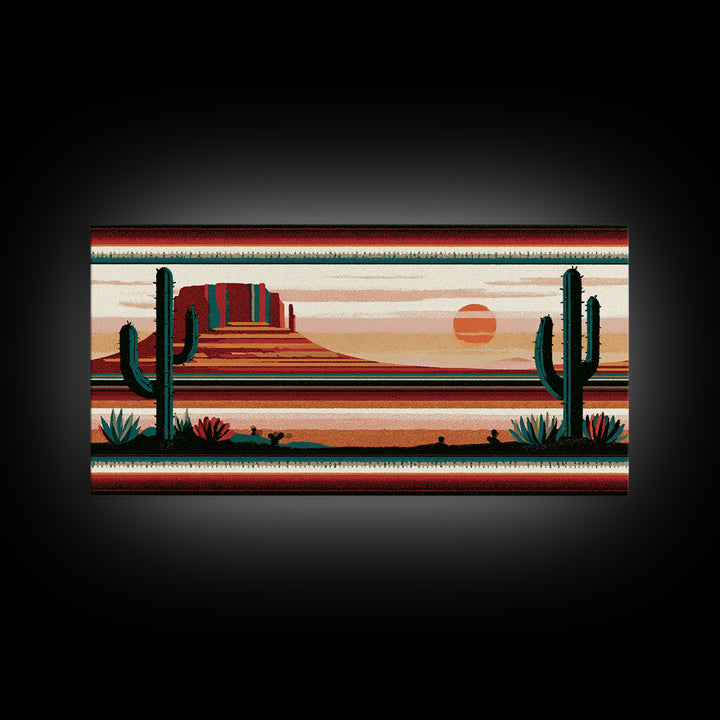 Navajo Geometric Pattern Canvas Print, Southwestern Art, Painting, Southwestern Decor, Abstract Art, Mesa, Tapestry Wall Art, SOU-2x1-48
