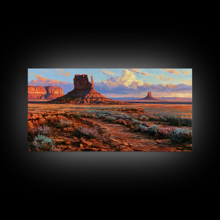Desert Mesas in Terracotta and Turquoise Canvas Print, Southwestern Art, Western Wall Art, Southwestern Decor, Fine Art, Mesa, SOU-2x1-69