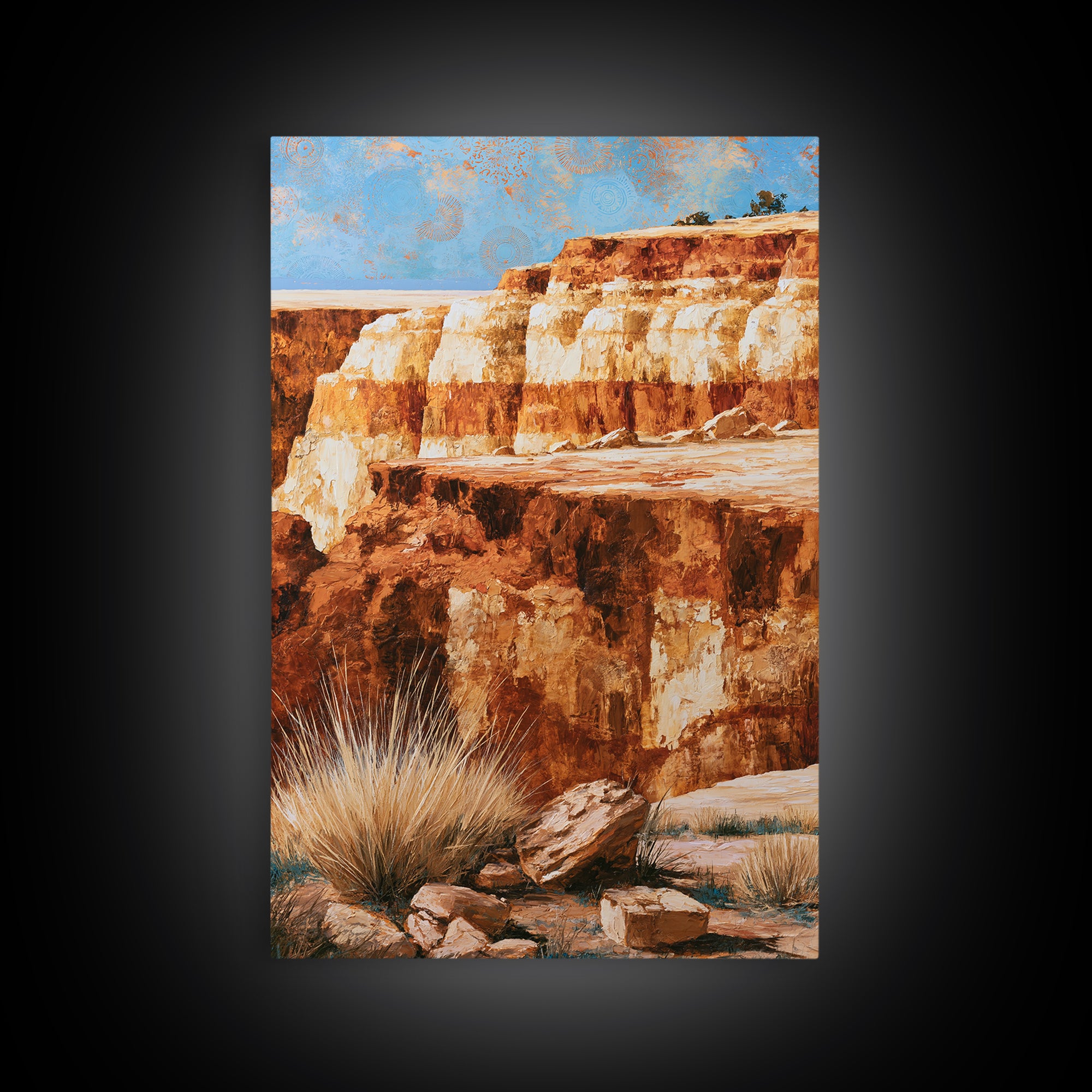 Abstract Canyon Layers Canvas Print, Southwestern Art, Wall Decor, Southwestern Decor, Oil Painting, Mesa, Boho Decor, SOU-2x3-50