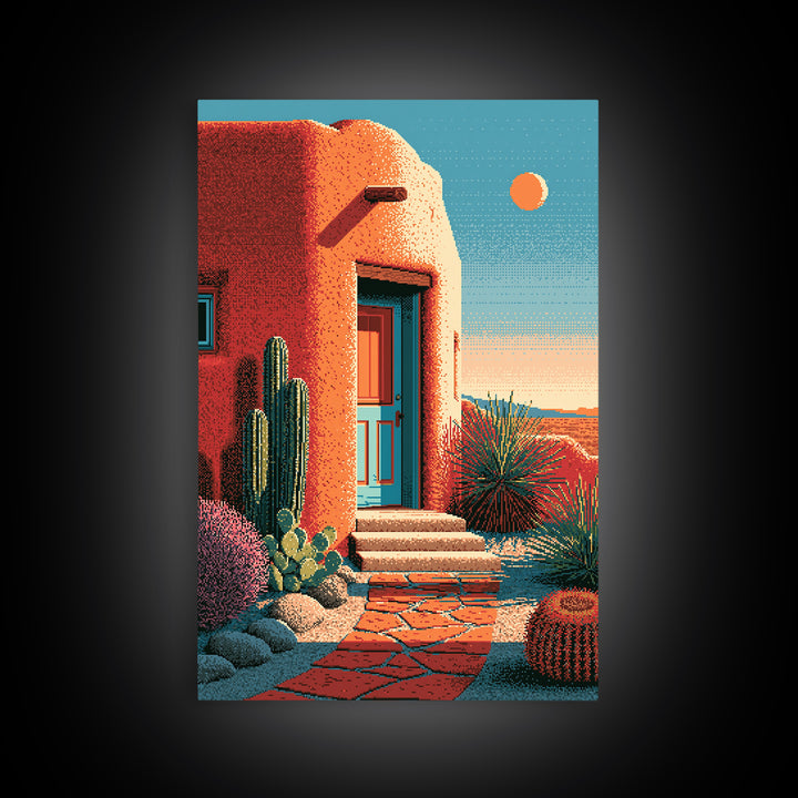 Adobe Doorway with Turquoise Blue Shadow Canvas Print, Southwestern Art, Western Decor, Southwestern Decor, Fine Art, Mesa, SOU-2x3-61