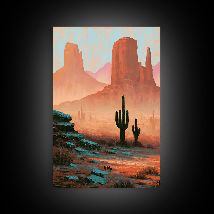 Monument Valley Silhouette Canvas Print, Southwestern Art, Oil Painting, Southwestern Decor, Fine Art, Mesa, Oil Paintings, SOU-2x3-66