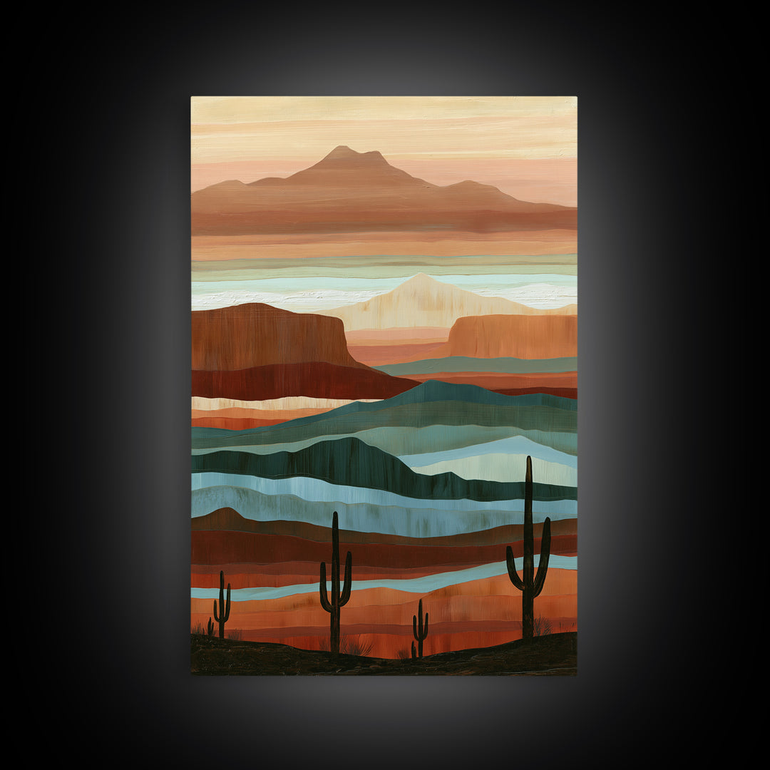 Abstract Canyon Layers Framed Canvas Print, Southwestern Art, Large Wall Art, Southwestern Decor, Mesa, Farmhouse Wall Art, SOU-2x3-74