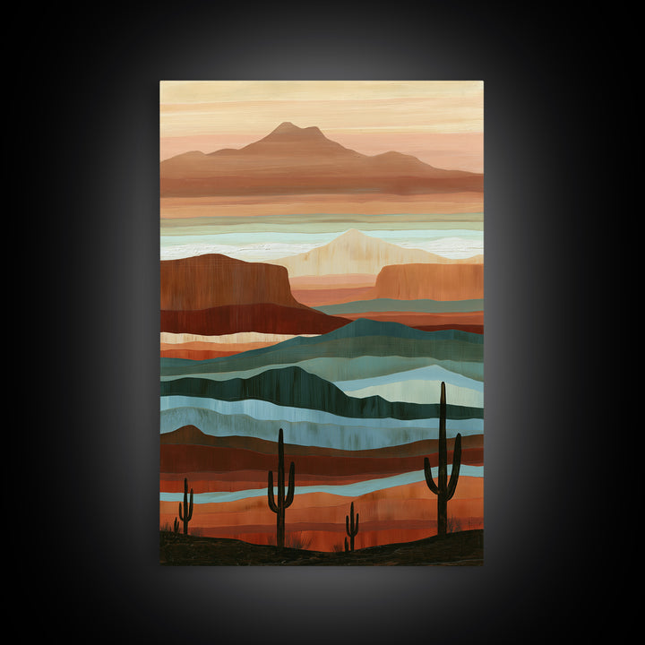 Abstract Canyon Layers Framed Canvas Print, Southwestern Art, Large Wall Art, Southwestern Decor, Mesa, Farmhouse Wall Art, SOU-2x3-74