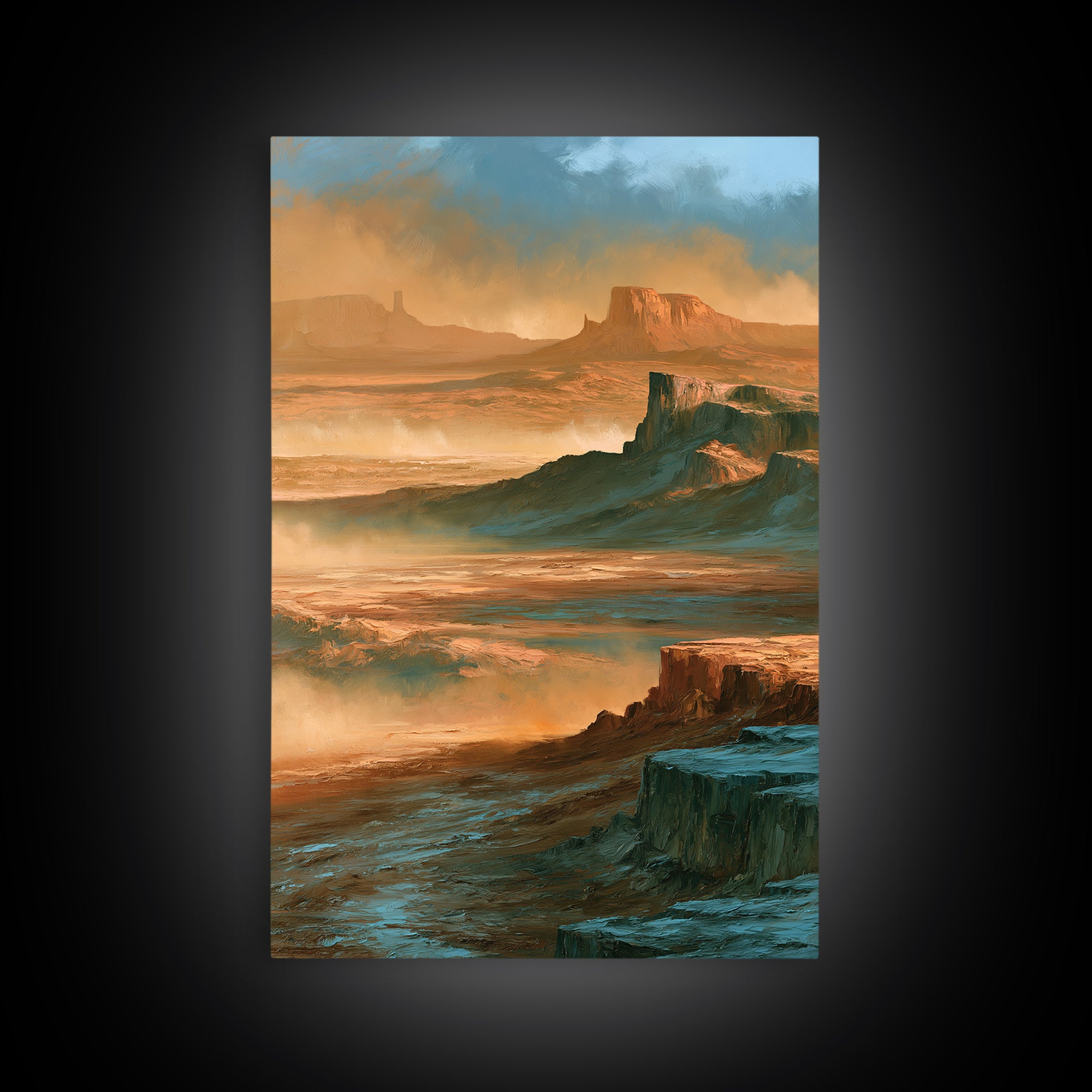 Desert Mesas in Terracotta and Turquoise Canvas Print, Southwestern Art, Farmhouse Wall Art, Southwestern Decor, Fine Art, Mesa, SOU-2x3-81