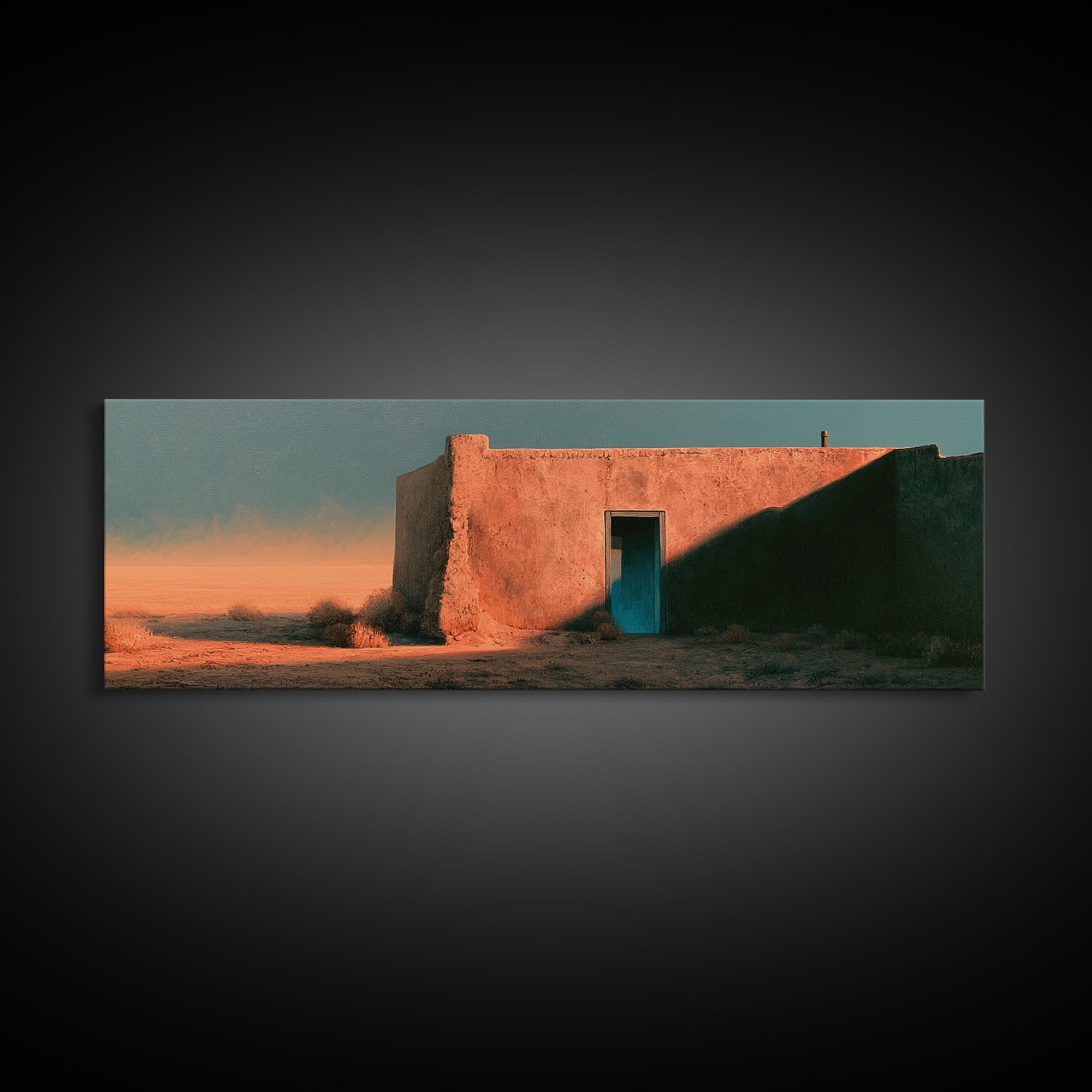 Adobe Doorway with Turquoise Blue Shadow Canvas Print, Southwestern Art, Mexican Folk Art, Southwestern Decor, Fine Art, Mesa, SOU-3x1-21