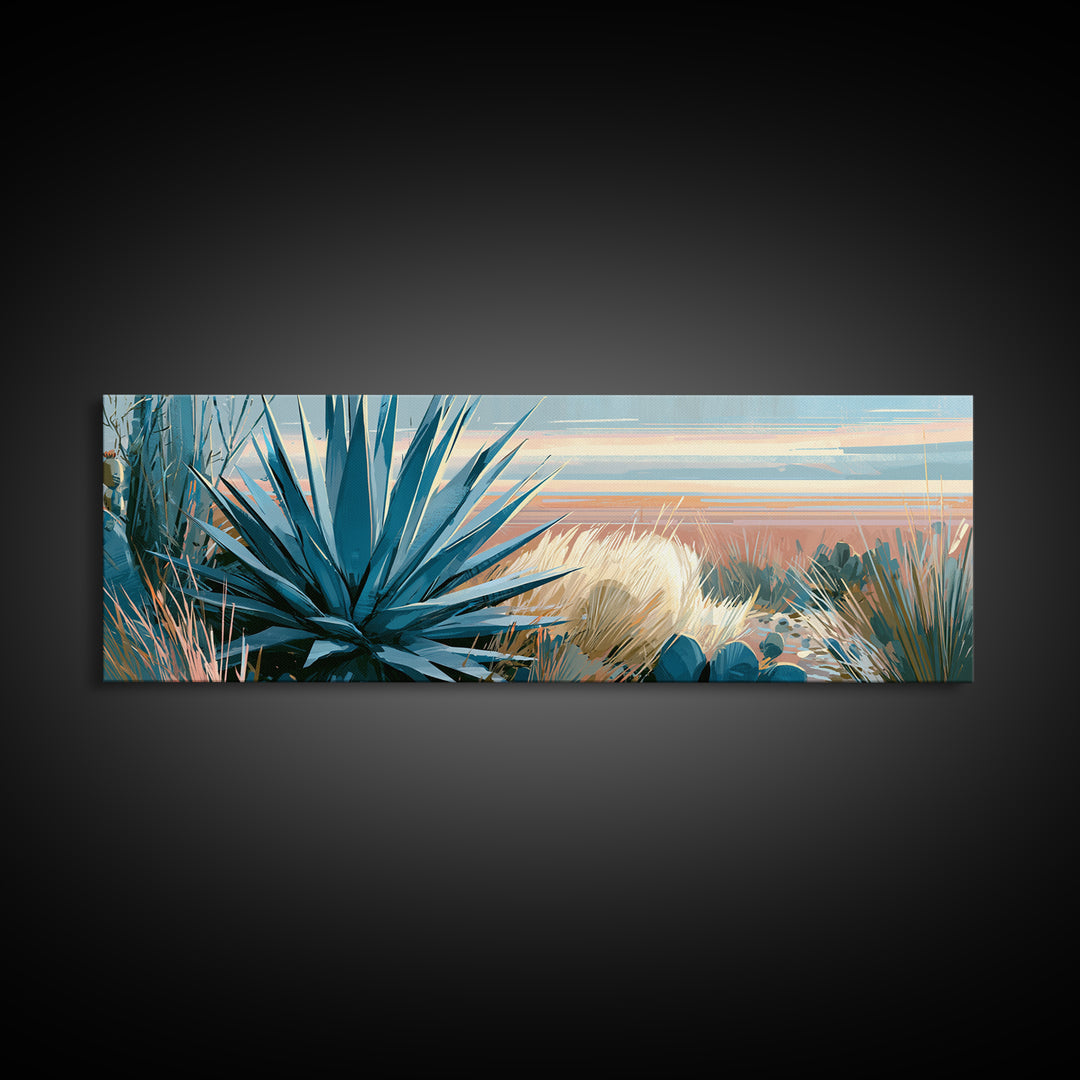 Agave Plant Closeup Canvas Print, Southwestern Art, Farmhouse Wall Art, Southwestern Decor, Oil Painting, Mesa, Fine Art Print, SOU-3x1-29