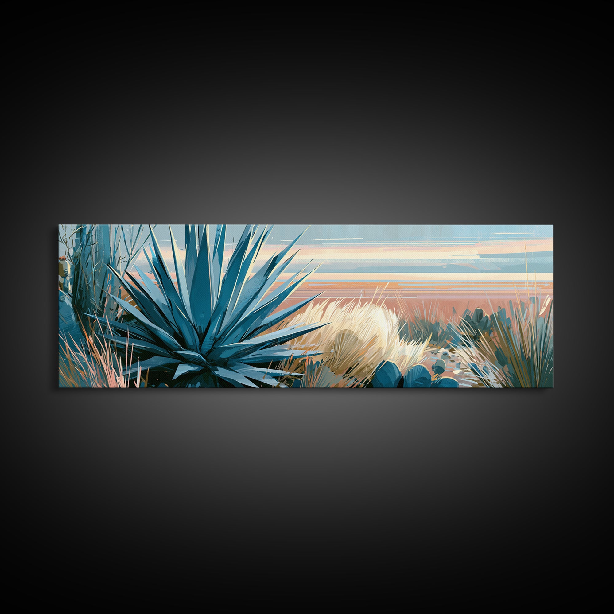 Agave Plant Closeup Canvas Print, Southwestern Art, Farmhouse Wall Art, Southwestern Decor, Oil Painting, Mesa, Fine Art Print, SOU-3x1-29