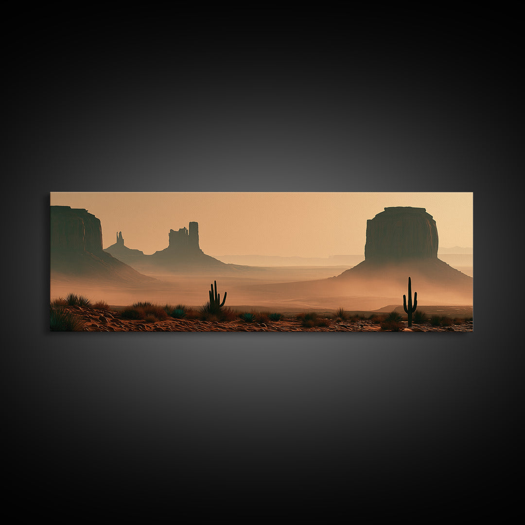 Monument Valley Silhouette Framed Canvas Print, Southwestern Art, Farmhouse Wall Art, Southwestern Decor, Fine Art, Mesa, SOU-3x1-74
