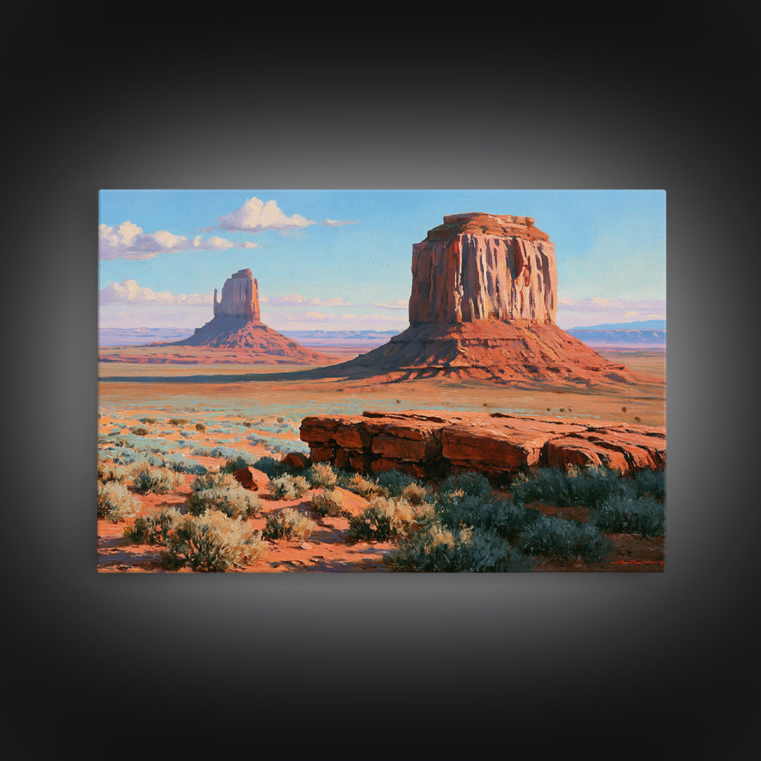 Desert Mesas in Terracotta and Turquoise Canvas Print, Southwestern Art, Modern Decor, Southwestern Decor, Fine Art, Mesa, SOU-3x2-53