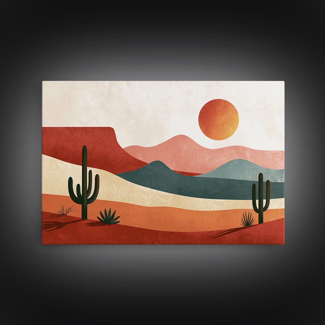 Abstract Canyon Layers Framed Canvas Print, Southwestern Art, Landscape Painting, Southwestern Decor, Watercolor Art, Mesa, SOU-3x2-70